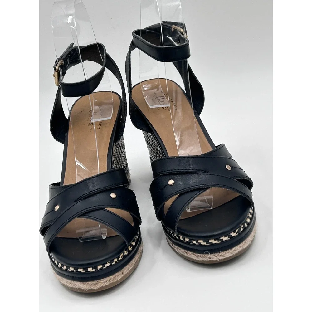 G.H. Bass Reece Ankle Strap Platform Wedge Espadrille Coastal Chic Euro Summer